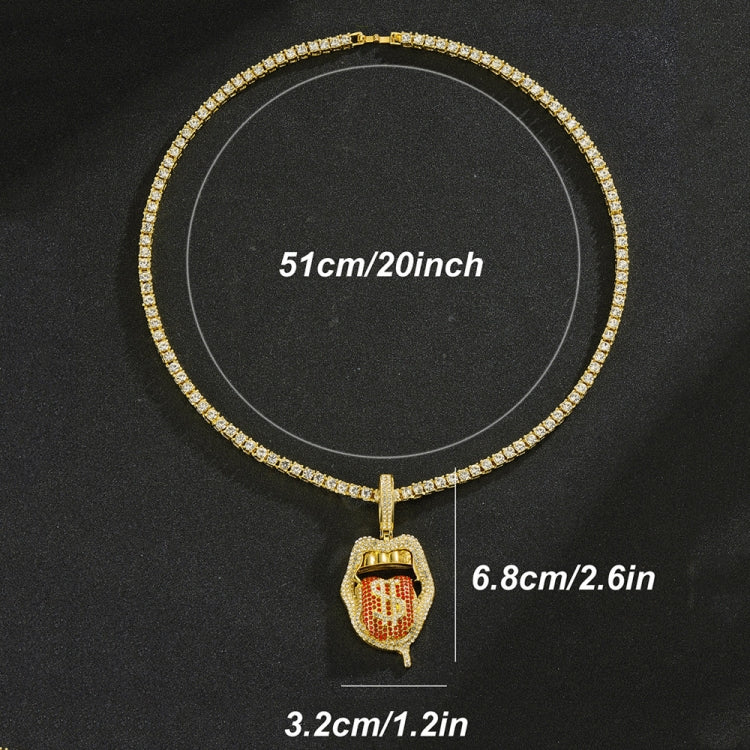 Skull Lips Tongue Pendant Single Row Necklace