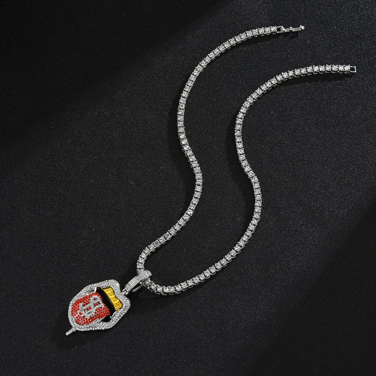 Skull Lips Tongue Pendant Single Row Necklace