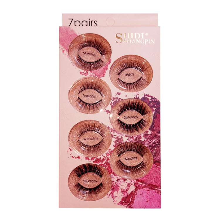 ShidiShangpin 3D Mink False Eyelashes Natural Three-Dimensional 7 Pairs Of Eyelashes Set, Monday, Tuesday, Wednesday, Thursday, Friday, Saturday, Sunday, Mixed Pack