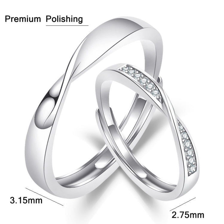 2 PCS Q38 Couples Mobius Twist Open Adjustable Ring