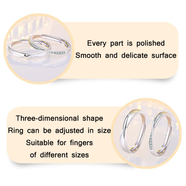 2 PCS Q38 Couples Mobius Twist Open Adjustable Ring