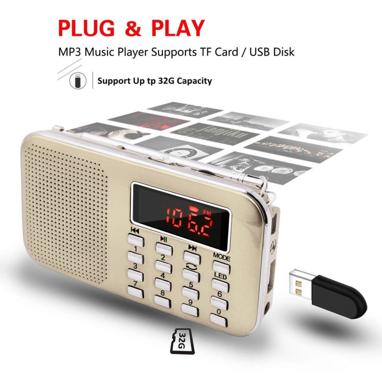 L-218AM  MP3 Radio Speaker Player Support TF Card USB with LED Flashlight Function