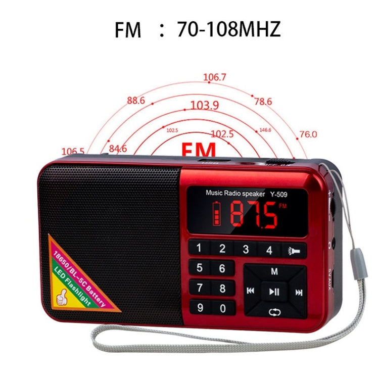Bluetooth Card Radio Digital FM Player, Specifications: Y-509FM (No Solar Panel)