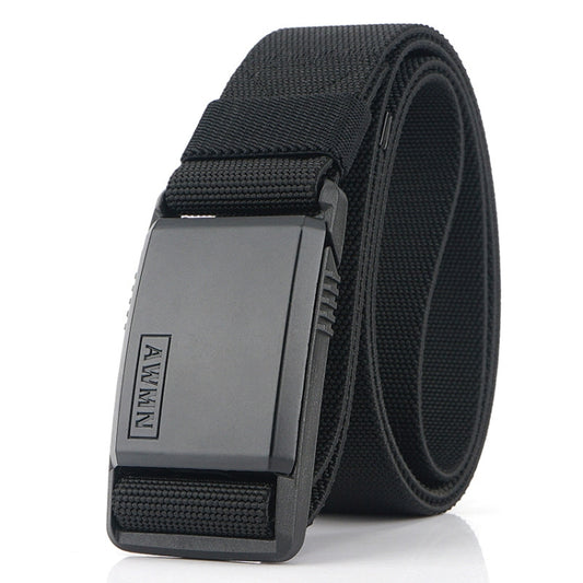 AWMN Metal Nylon Magnetic Buckle Fashion Casual Men Belt, Length: