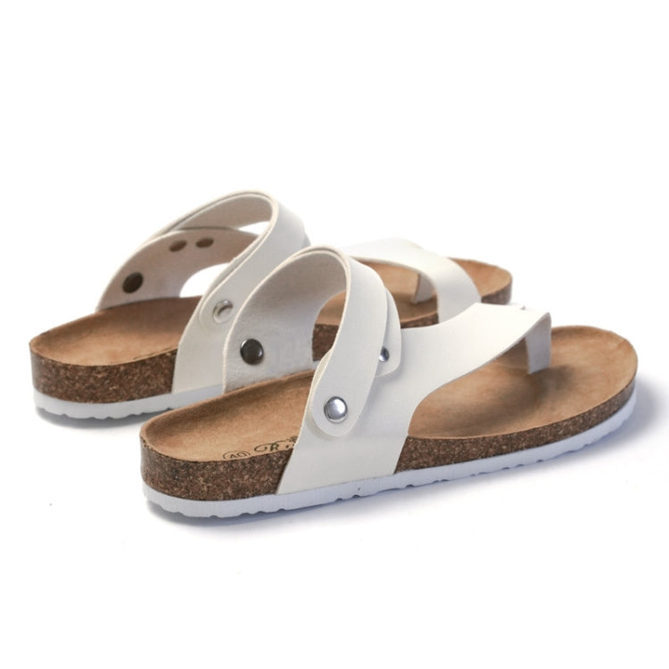 Men Summer Cork Flip Flops Beach Couple Leather Sandals