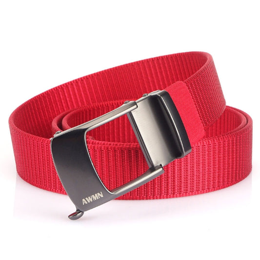 AWMN Men Nylon Cutout Automatic Buckle Toothless Belt, Length: