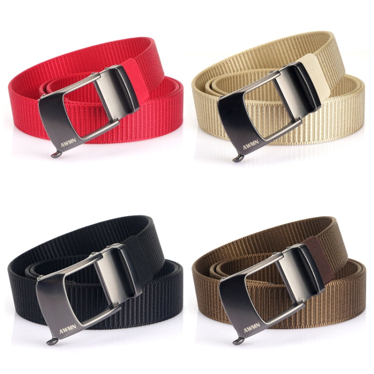 AWMN Men Nylon Cutout Automatic Buckle Toothless Belt, Length: