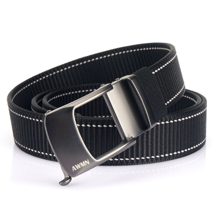 AWMN Men Nylon Cutout Automatic Buckle Toothless Belt, Length: