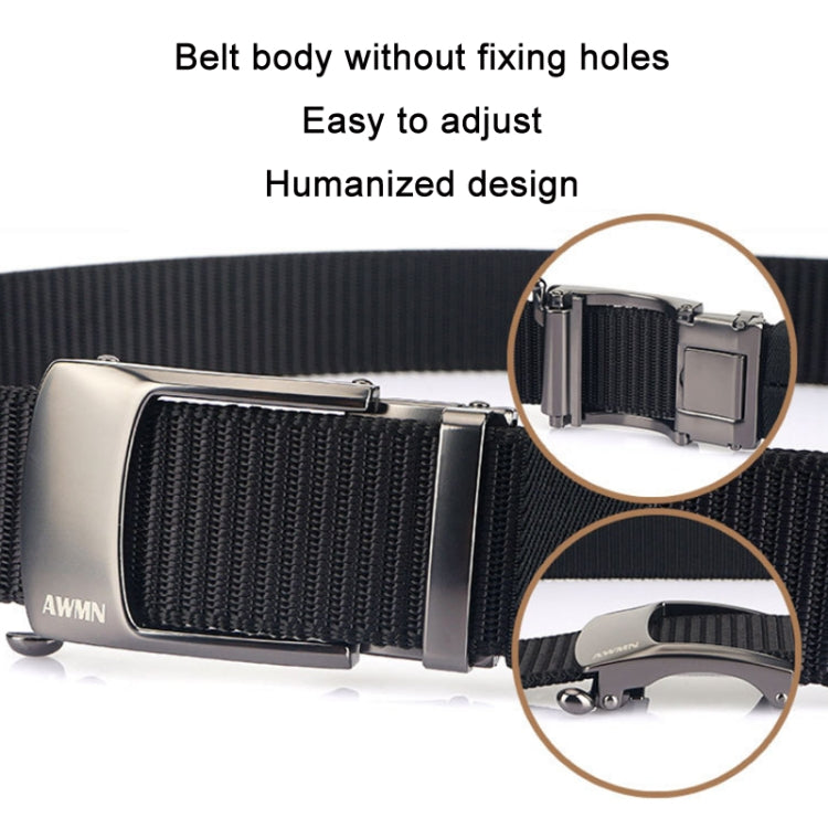 AWMN Men Nylon Cutout Automatic Buckle Toothless Belt, Length: