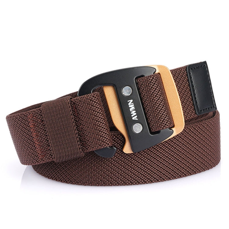 AWMN Men Casual Woven Stretch Sports Hook Buckle Belt, Length: