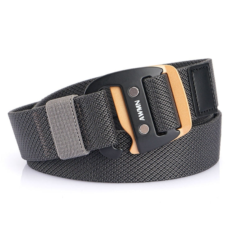 AWMN Men Casual Woven Stretch Sports Hook Buckle Belt, Length: