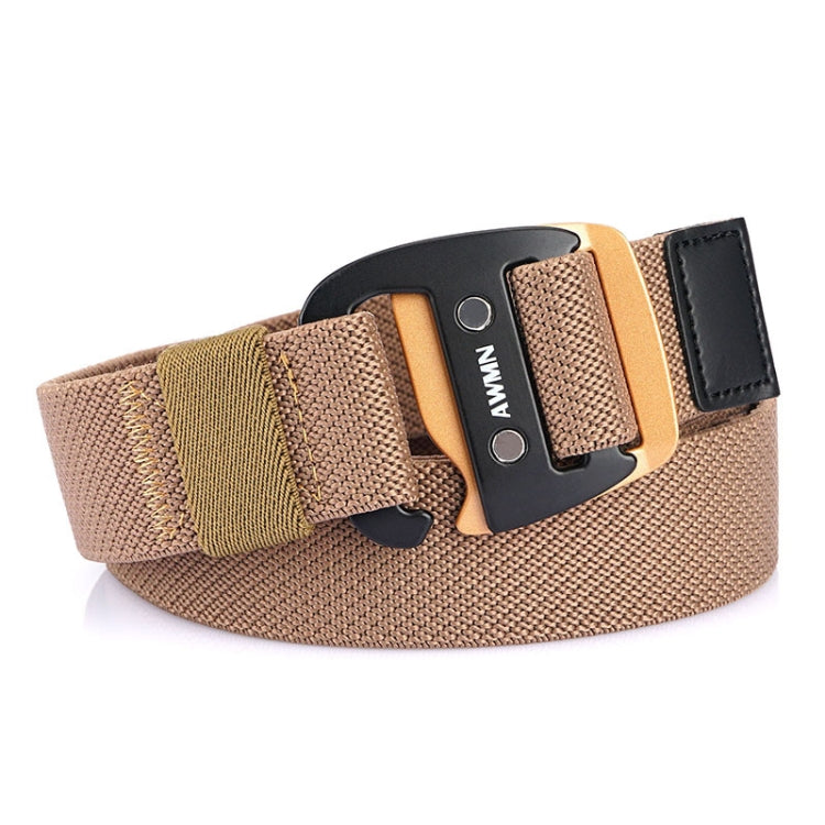 AWMN Men Casual Woven Stretch Sports Hook Buckle Belt, Length: