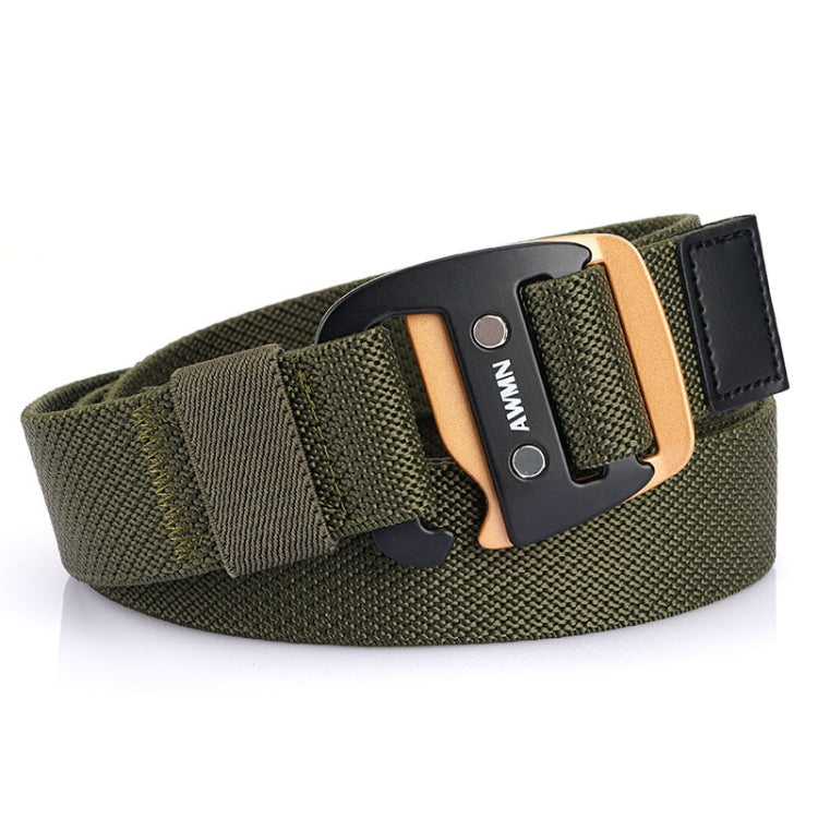 AWMN Men Casual Woven Stretch Sports Hook Buckle Belt, Length: