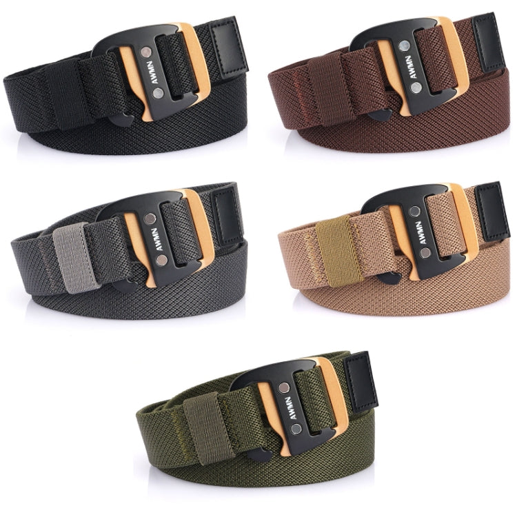 AWMN Men Casual Woven Stretch Sports Hook Buckle Belt, Length:
