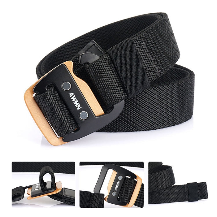 AWMN Men Casual Woven Stretch Sports Hook Buckle Belt, Length: