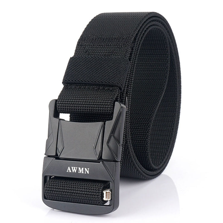 AWMN Men Outdoor Metal Buckle Elastic Nylon Belt, Length: