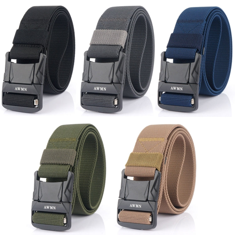 AWMN Men Outdoor Metal Buckle Elastic Nylon Belt, Length: