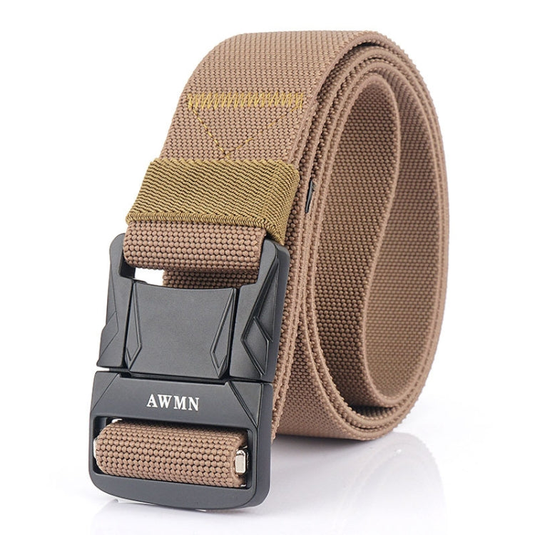 AWMN Men Outdoor Metal Buckle Elastic Nylon Belt, Length: