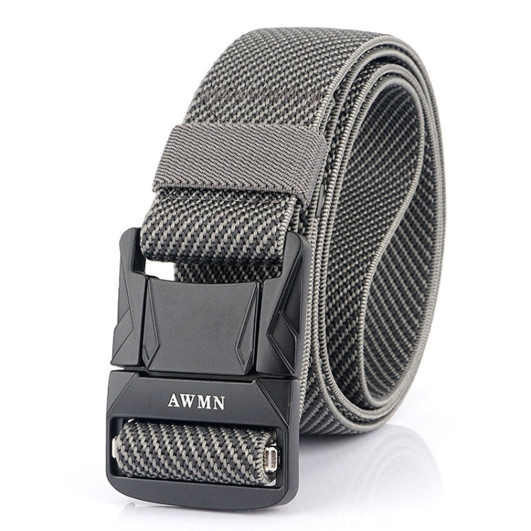 AWMN Men Outdoor Metal Buckle Elastic Nylon Belt, Length: