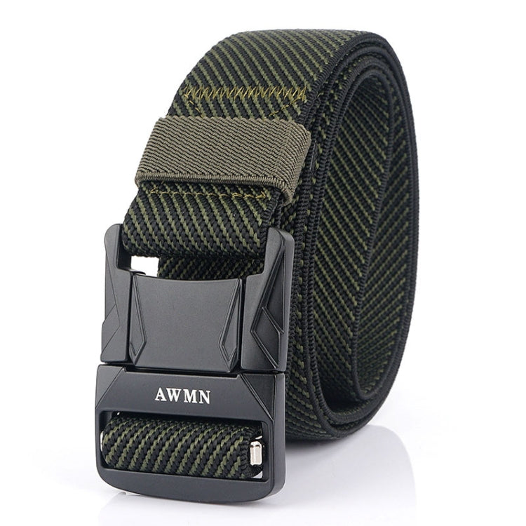 AWMN Men Outdoor Metal Buckle Elastic Nylon Belt, Length:
