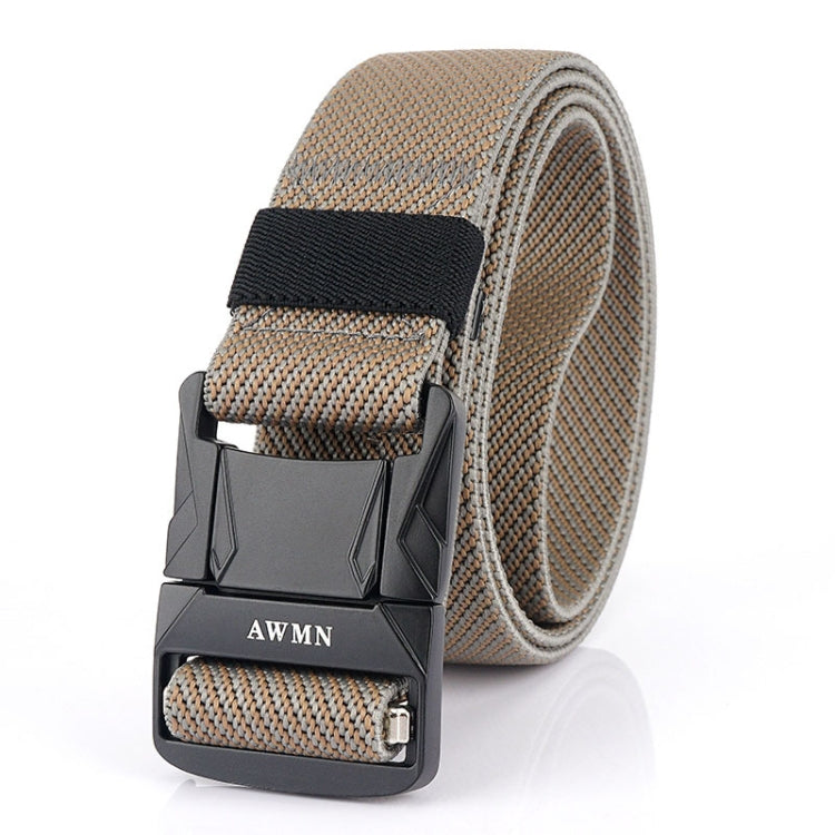 AWMN Men Outdoor Metal Buckle Elastic Nylon Belt, Length: