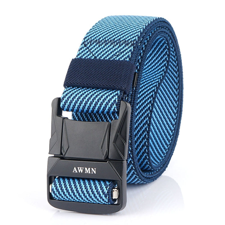 AWMN Men Outdoor Metal Buckle Elastic Nylon Belt, Length:
