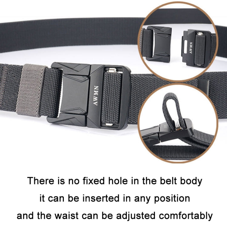 AWMN Men Outdoor Metal Buckle Elastic Nylon Belt, Length: