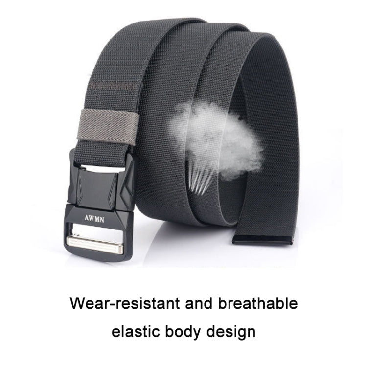 AWMN Men Outdoor Metal Buckle Elastic Nylon Belt, Length: