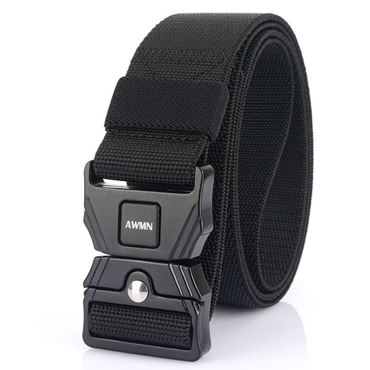 AWMN Men Outdoor Sports Alloy Snap Buckle Elastic Belt, Length: