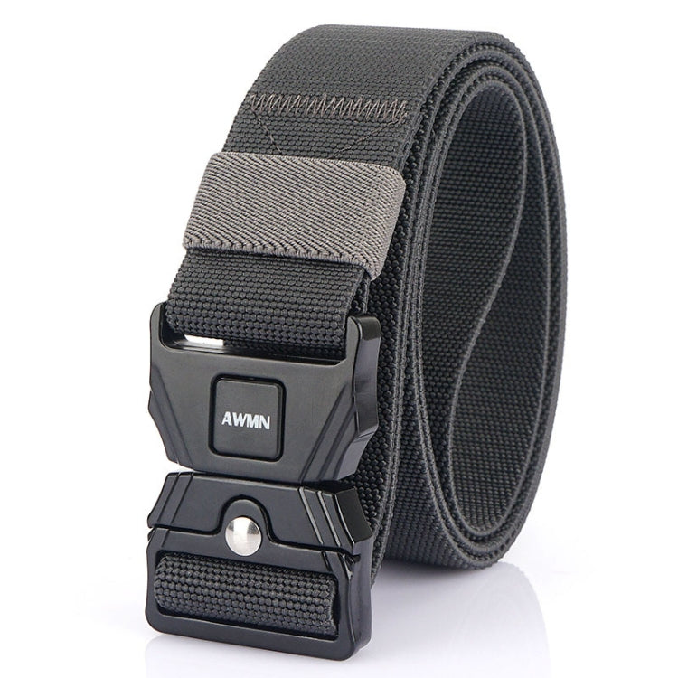 AWMN Men Outdoor Sports Alloy Snap Buckle Elastic Belt, Length: