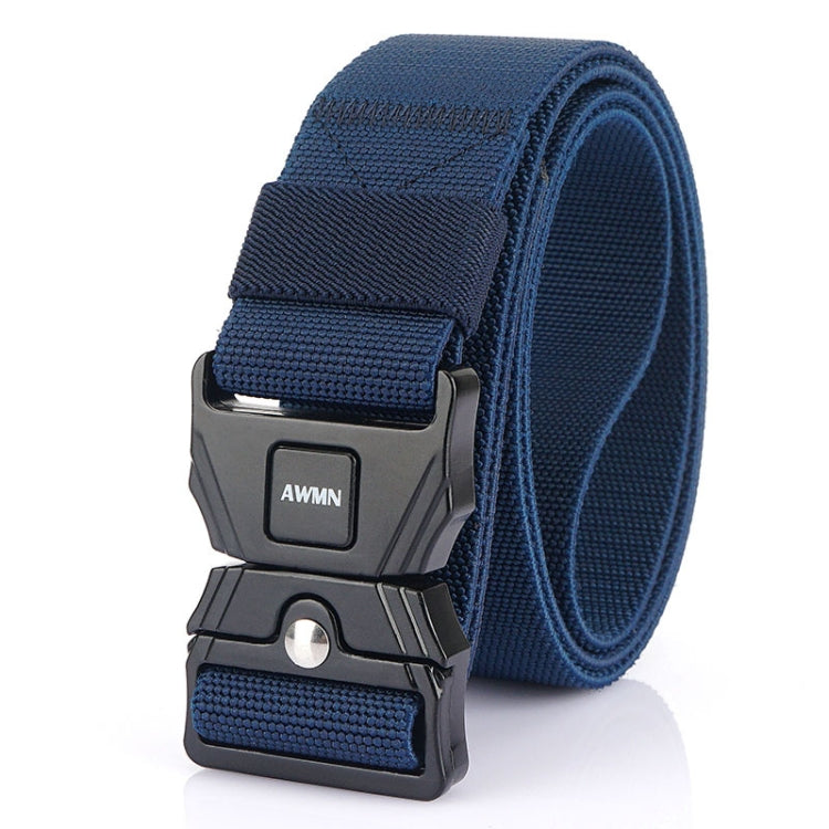 AWMN Men Outdoor Sports Alloy Snap Buckle Elastic Belt, Length: