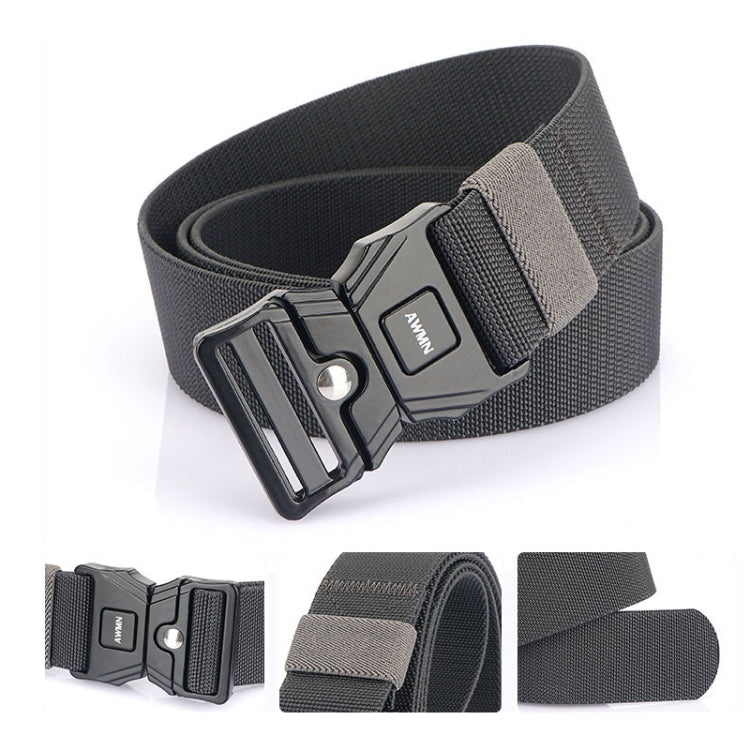 AWMN Men Outdoor Sports Alloy Snap Buckle Elastic Belt, Length: