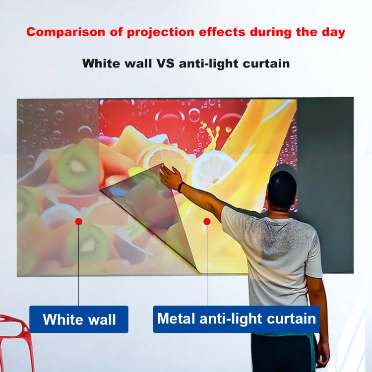 Folding Metal Anti-Light HD Projection Curtain, Size:, 60 inch 16:9 133x75cm, 72 inch 16:9 159x90cm, 84 inch 16:9 186x105cm, 92 inch 16:9 199x112cm, 100 inch 16:9 221x125cm, 110 inch 16:9 250x140cm, 120 inch 16:9 266x148cm, 130 inch 16:9 290x160cm     ...