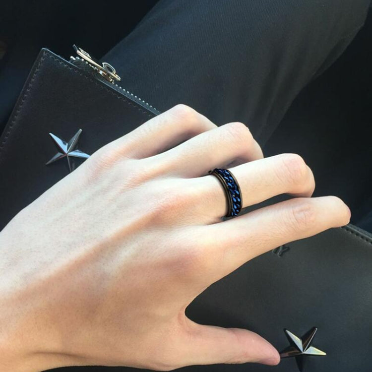 2 PCS Men Stainless Steel Embossed Turnable Chain Rings