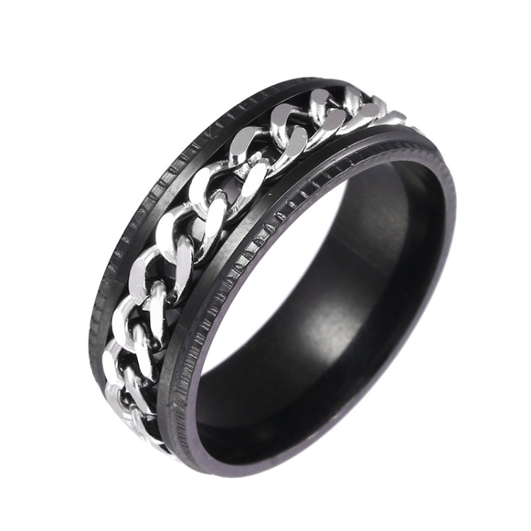 2 PCS Men Stainless Steel Embossed Turnable Chain Rings