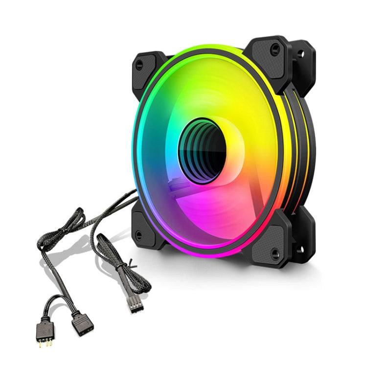 COOLMOON 12cm Infinity Lens Computer Cooling Fan PWM ARGB Chassis Cooling Fan, WF1 (Black)