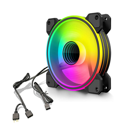 COOLMOON 12cm Infinity Lens Computer Cooling Fan PWM ARGB Chassis Cooling Fan, WF1 (Black)