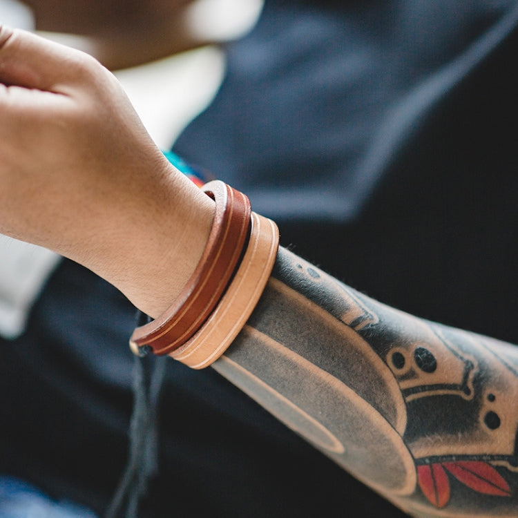 Men Vintage Vegetable Tanned Leather Ring of Life Couple Jewelry Bracelet