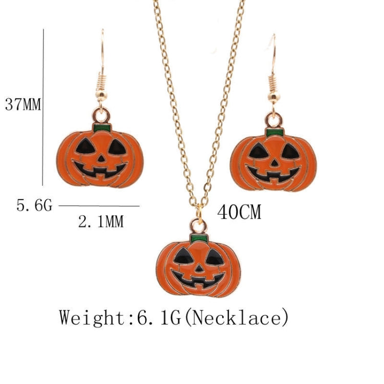 2 Sets Halloween Ghost Pumpkin Pendant Necklace Ears Personality Jewelry