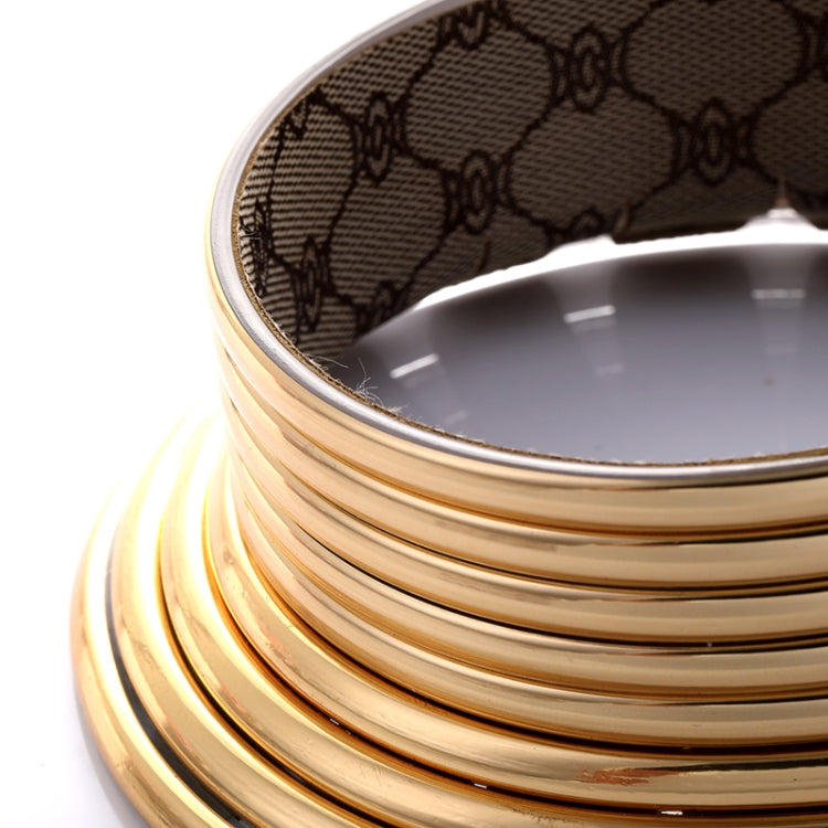 Vintage Statement Choker Necklace Women Leather Collar, Outer Gold Inner Browm, Golden, Silver