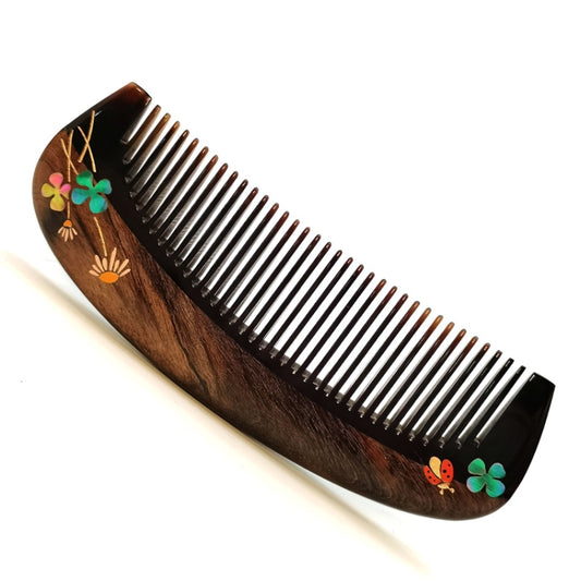 Sandalwood Comb Mother of Pearl Inlay Art Painted Comb