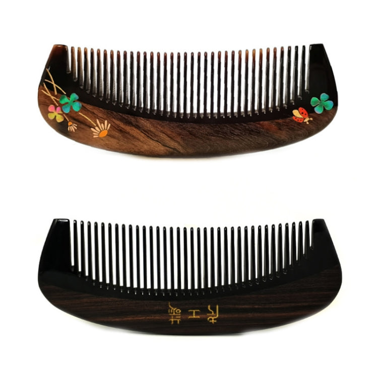 Sandalwood Comb Mother of Pearl Inlay Art Painted Comb