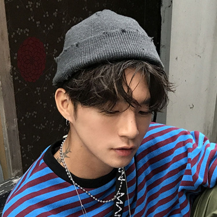 Ripped Beggar Knitted Hat Punk Autumn and Winter Woolen Cap