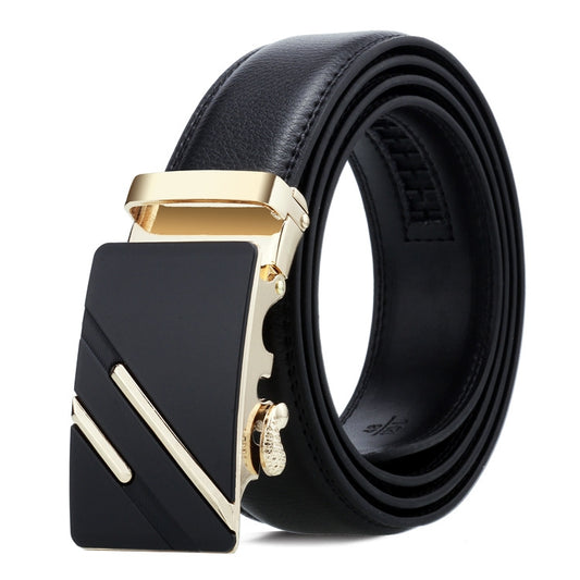 Dandali Casual Men Automatic Buckle Belt Business Soft Leather Pants Band, 110cm, 115cm