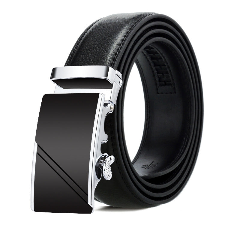 Dandali Casual Men Automatic Buckle Belt Business Soft Leather Pants Band, 110cm, 115cm