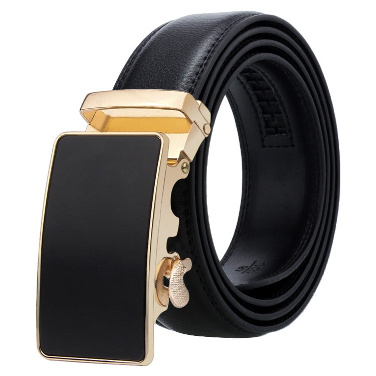 Dandali Casual Men Automatic Buckle Belt Business Soft Leather Pants Band, 110cm, 115cm