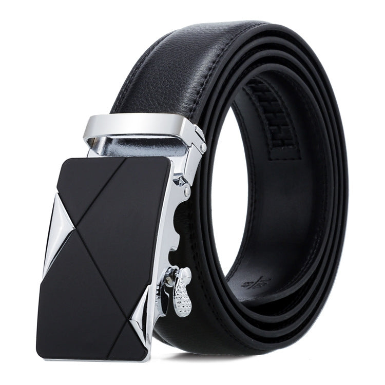 Dandali Casual Men Automatic Buckle Belt Business Soft Leather Pants Band, 110cm, 115cm