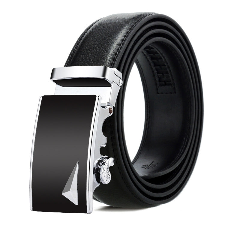 Dandali Casual Men Automatic Buckle Belt Business Soft Leather Pants Band, 110cm, 115cm