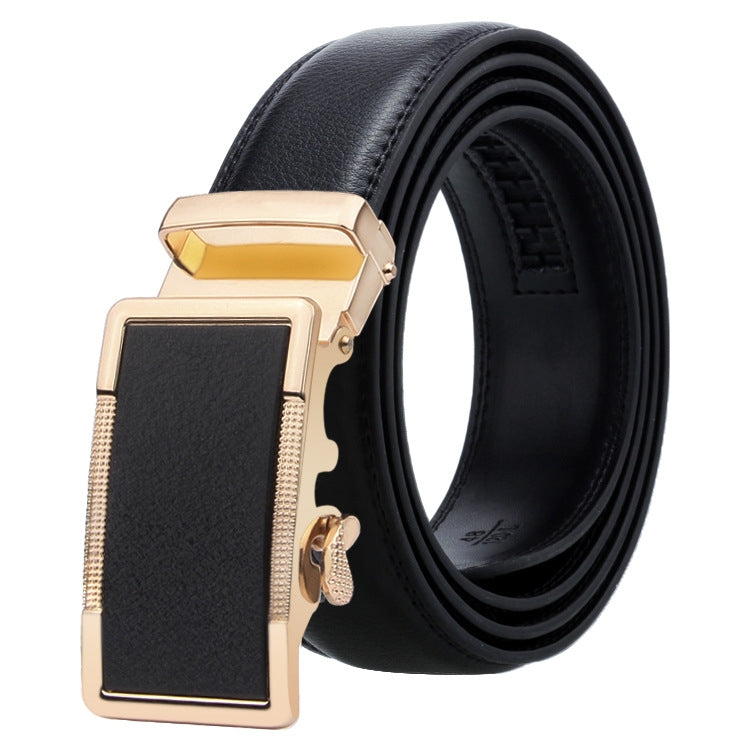 Dandali Casual Men Automatic Buckle Belt Business Soft Leather Pants Band, 110cm, 115cm