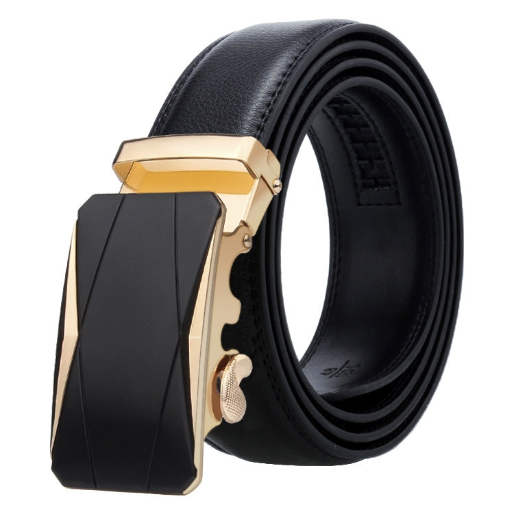 Dandali Casual Men Automatic Buckle Belt Business Soft Leather Pants Band, 110cm, 115cm